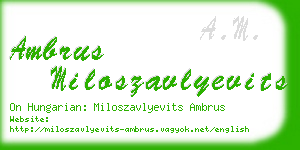 ambrus miloszavlyevits business card